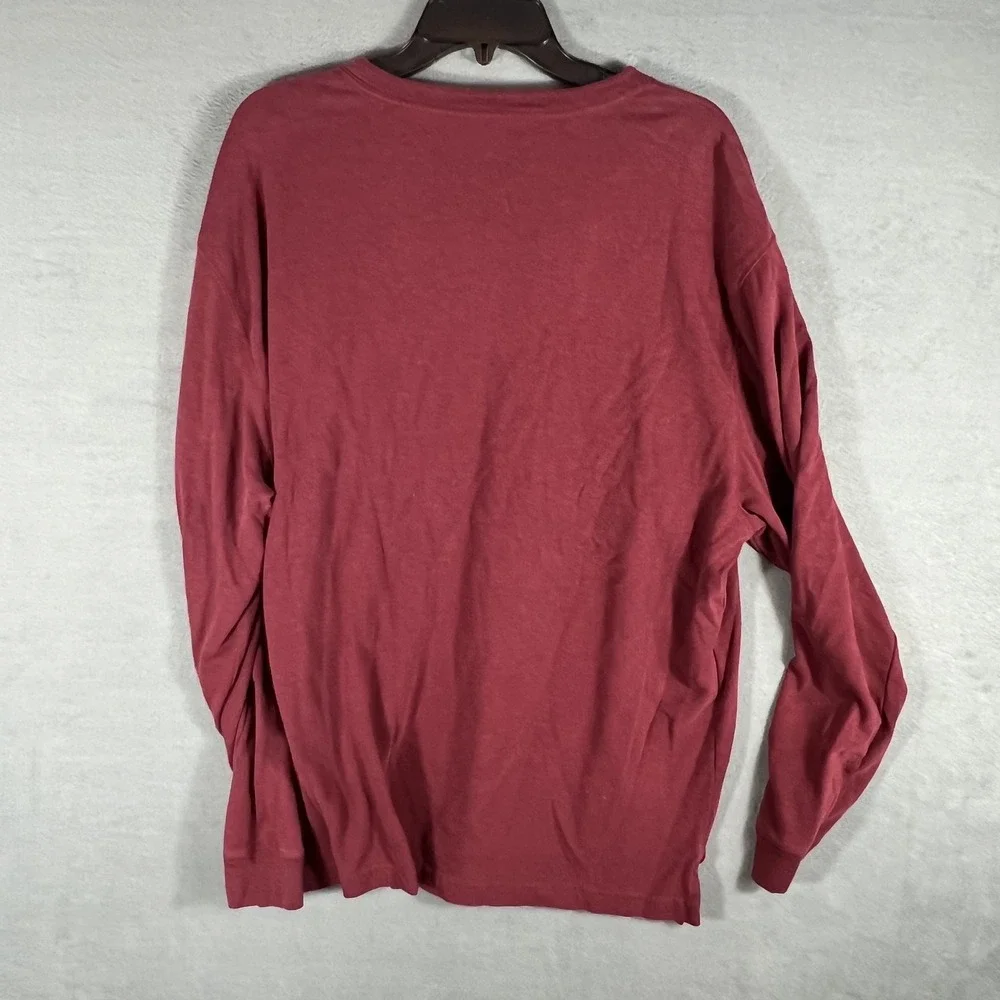 St. John's Bay Men's XXL Heritage Sueded Jersey Henley Shirt Long Sleeve Maroon